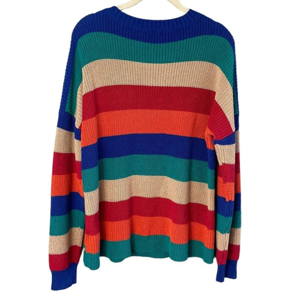 Umgee Women’s Colorful Colorblock Crewneck Sweater Size Large - Picture 7 of 7